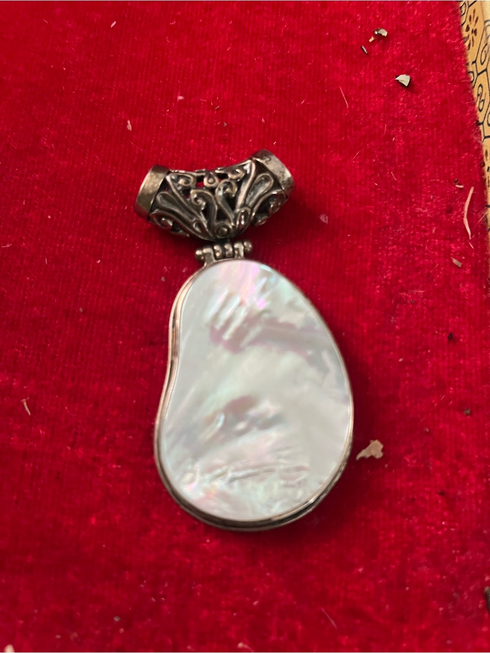 Sterling Silver Mother-of-Pearl Drop Pendant - White